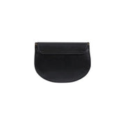 Schwarze Halbmond-Clutch aus Leder von Alviero Martini Prima Classe mit minimalistischem Design