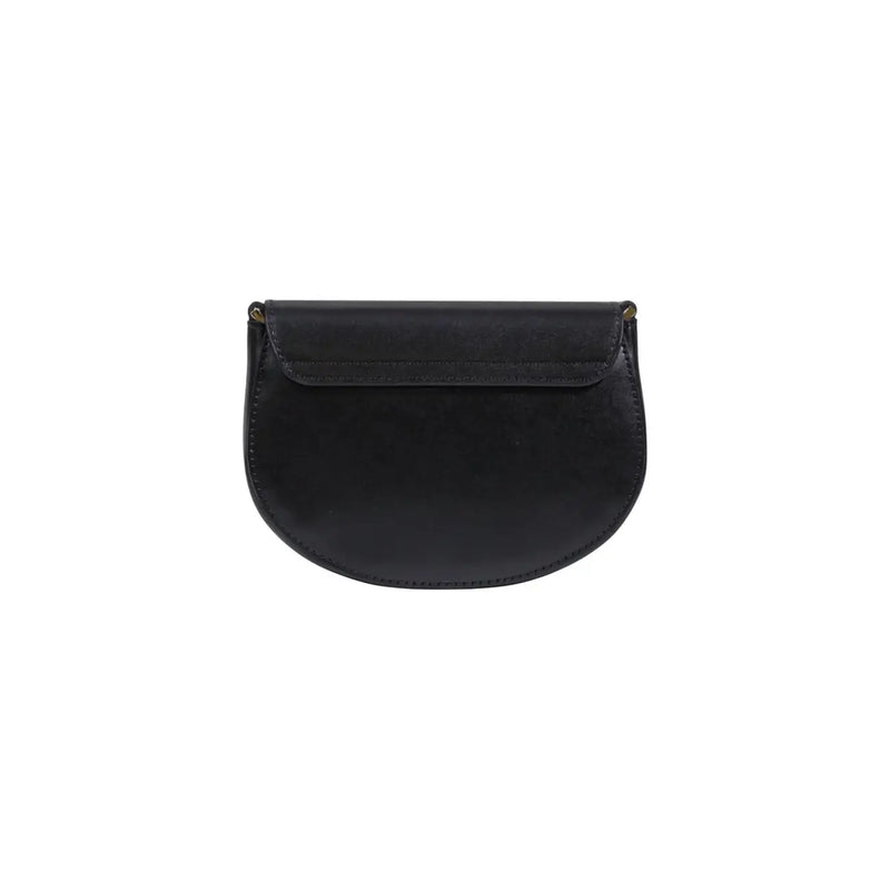 Alviero Martini Prima Classe black leather half-moon clutch with sleek minimalist design and subtle edge stitching