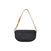 Alviero Martini Prima Classe black textured crossbody bag for women with tan leather shoulder strap