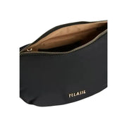 Alviero martini prima classe black shoulder bag with zip featuring a sleek black tclasse pouch with gold zipper trim