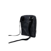 Alviero Martini Prima Classe men shoulder bag black with subtle gray marbled pattern and silver zipper accents W27cm