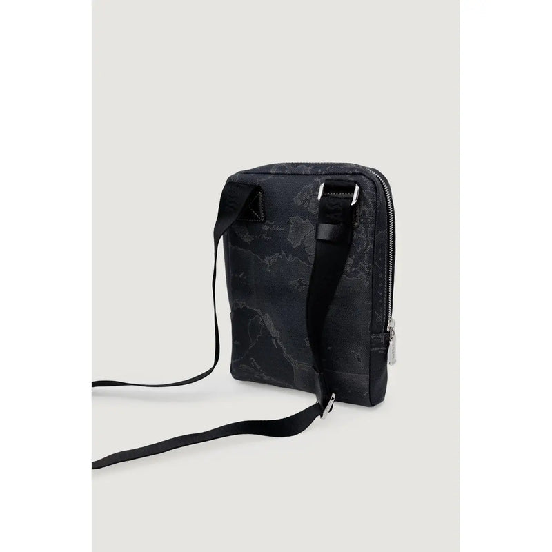 Alviero martini prima classe men shoulder bag black with subtle gray marble pattern and silver zippers w27cm
