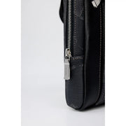 Alviero Martini Prima Classe men shoulder bag black leather briefcase with silver zipper and pull tab w27cm