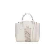 Alviero Martini Prima Classe white leather klark handbag with map print