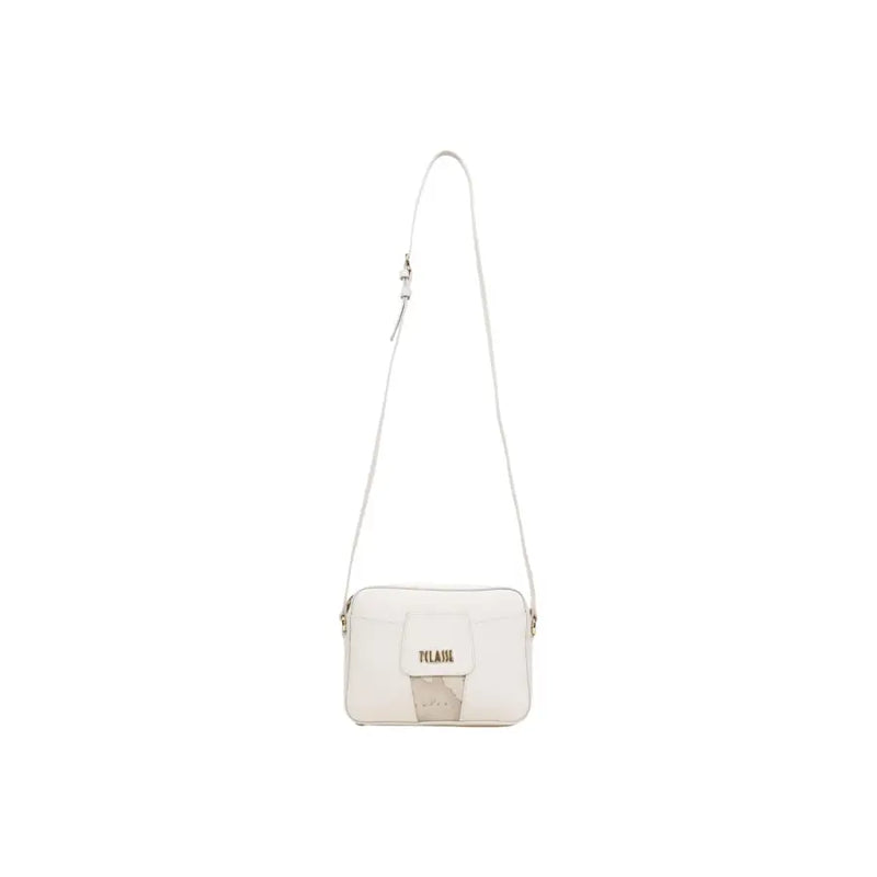 Alviero Martini Prima Classe white leather crossbody bag with subtle textured panel and gold-tone branding