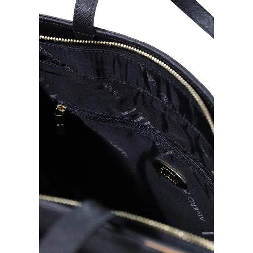 Schwarze Alviero Martini Prima Classe Tragetasche aus Leder mit goldfarbenem Reißverschluss und Logo-Innenfutter, 29 cm, PVC-Handtasche