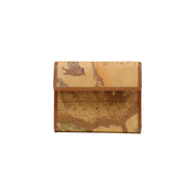 Alviero Martini Prima Classe women wallet beige leather with vintage antique map and sailing ship design 12x10x2 cm
