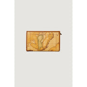Alviero Martini Prima Classe women wallet brown with vintage map design and tan leather edges and stitching