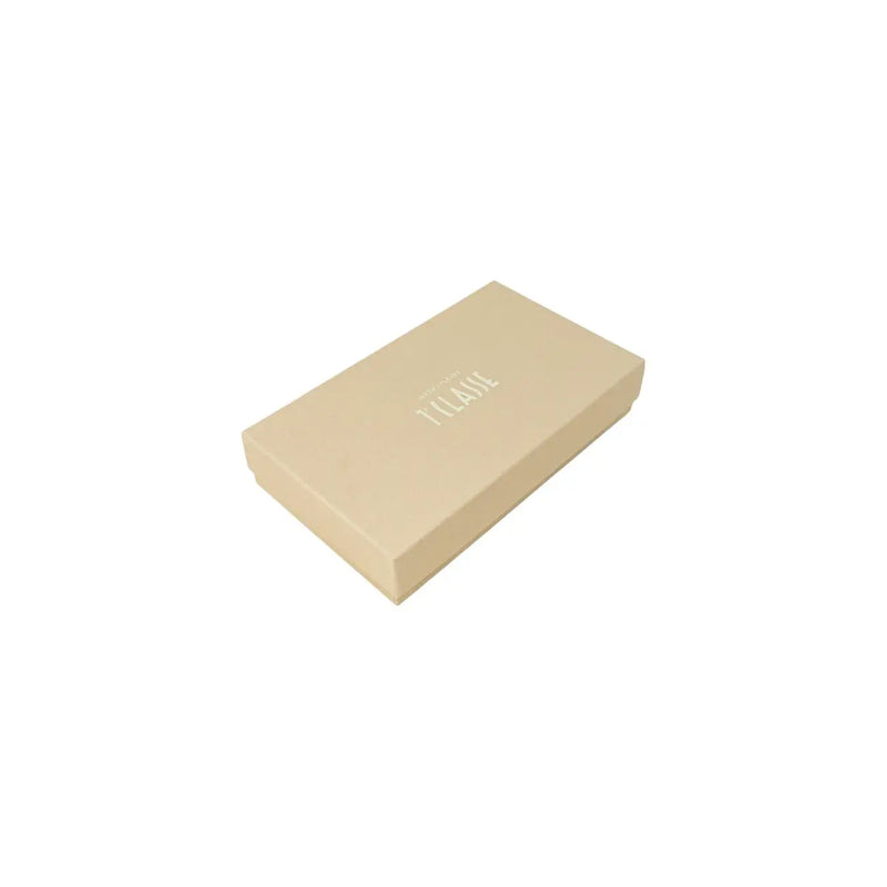Beige rectangular gift box with subtle tclane branding for Alviero Martini Prima Classe women wallet white leather L15