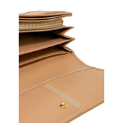 Alviero Martini Prima Classe women wallet in white leather showing tan leather back with gold zipper and stitching