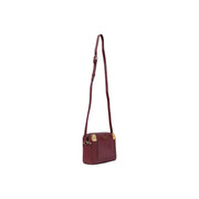 Alviero Martini women bag bordeaux pvc burgundy leather crossbody with gold-tone hardware and adjustable strap