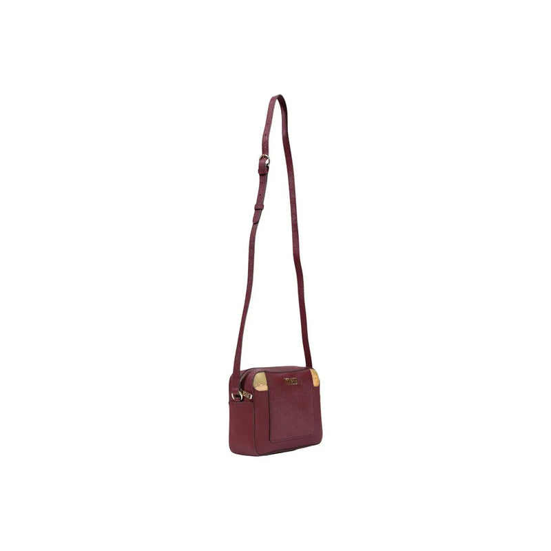 Alviero Martini women bag bordeaux pvc burgundy leather crossbody with gold-tone hardware and adjustable strap