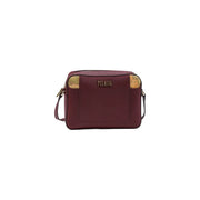Alviero Martini women bag bordeaux PVC crossbody with textured surface and gold-toned map-patterned accents