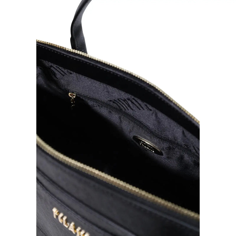 Alviero Martini women handbag black pvc tote bag with gold-tone zipper and exterior brand logo W39cm