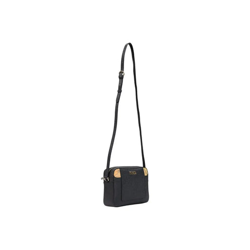 Sac bandoulière Alviero Martini pour femme, en PVC noir, avec détails dorés et design minimaliste et élégant, largeur 21 cm.