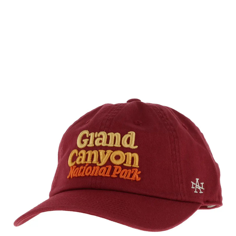 Maroon American Needle black cotton print cap for men with grand canyon national park embroidery and white 47 logo