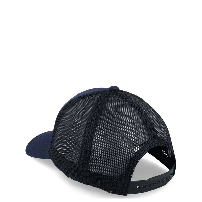 American Needle men blue print cotton cap in black mesh with navy blue brim and crown for casual wear