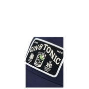 Navy blue American Needle Men Blue Print cotton baseball cap with black patch and white gin and tonic embroidery