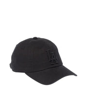 Black American Needle men cap made of 100 percent cotton with a subtle embroidered la logo and adjustable fit
