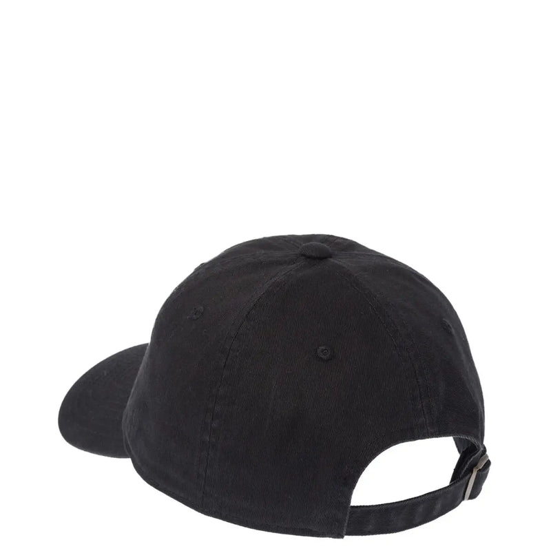 Black cotton baseball cap with curved brim and adjustable strap from american needle men cap collection