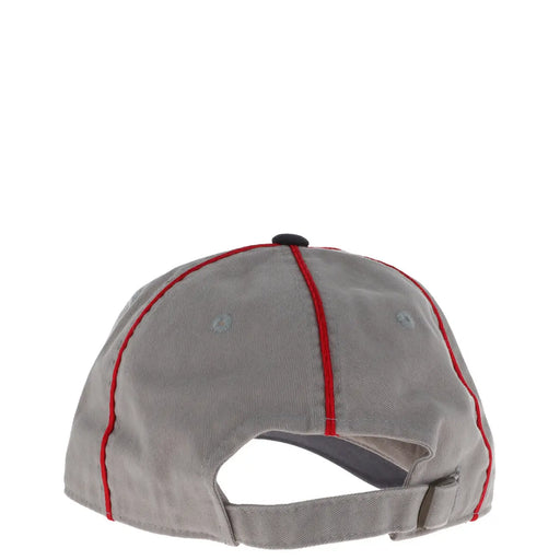 Graue Baseballkappe aus Baumwolle von American Needle für Herren mit roten Nähten und schwarzem Knopf. top Modell SMU714A