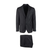 Men’s black two-piece suit featuring a two-button blazer from Angelo Nardelli Grey Fleece Wool collection