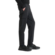 Men’s black trousers with unique flap pocket and black athletic sneakers for Antony Morato collection