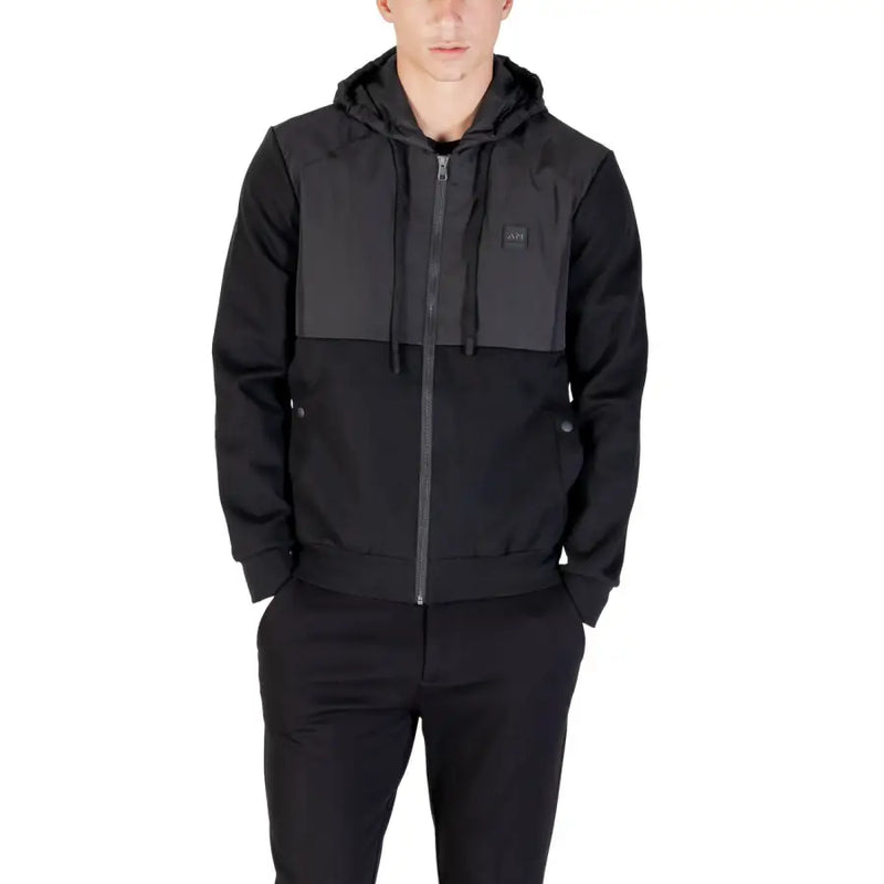 Men’s black and gray color-block zip-up hoodie from Antony Morato, stylish and comfortable