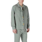 Men’s sage green button-up long-sleeve shirt with matching trousers for Antony Morato blazer ensemble