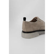 Antony Morato men beige leather lace-up shoe with beige suede upper and transparent chunky sole with black heel strip