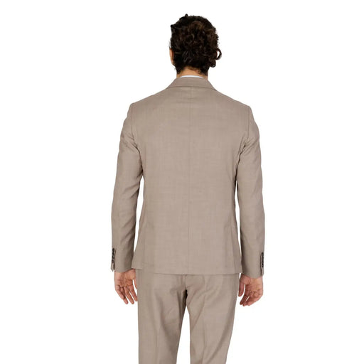 Antony Morato men beige tailored viscose blend blazer jacket with subtle texture and structured shoulders