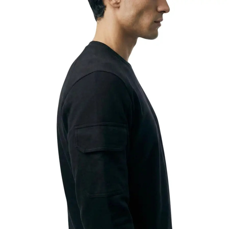 Antony Morato Schwarzes Herren-Sweatshirt aus Baumwolle mit Rundhalsausschnitt, langen Ärmeln und aufgesetzter Tasche am linken Ärmel
