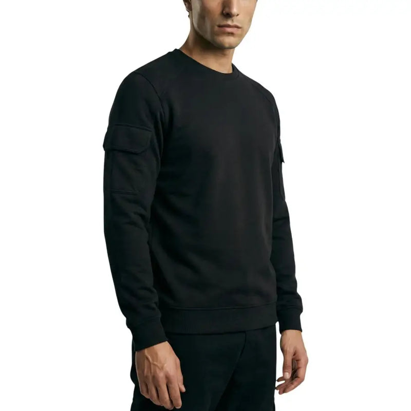 Antony Morato Schwarzes Herren-Sweatshirt aus Baumwolle mit Rundhalsausschnitt und langen Ärmeln sowie aufgesetzten Taschen an jedem Ärmel