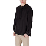 Antony Morato men shirt black long-sleeved with subtle sheen and buttoned front in smooth fabric material