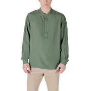Antony Morato men shirt olive green long-sleeved button-up with mandarin collar for casual and formal wear
