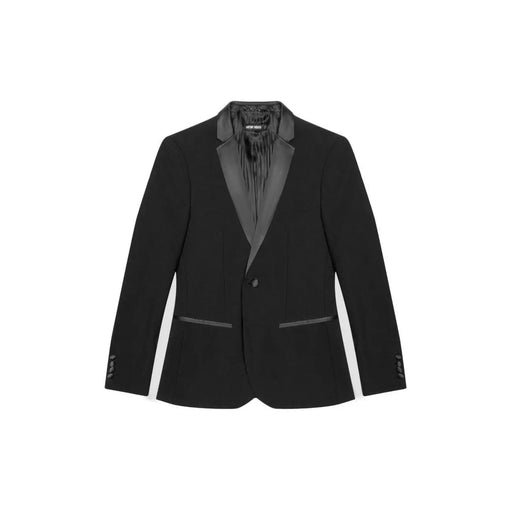 Black balenciaga tuxedo jacket with satin lapels and trim in slim fit from antony morato for men
