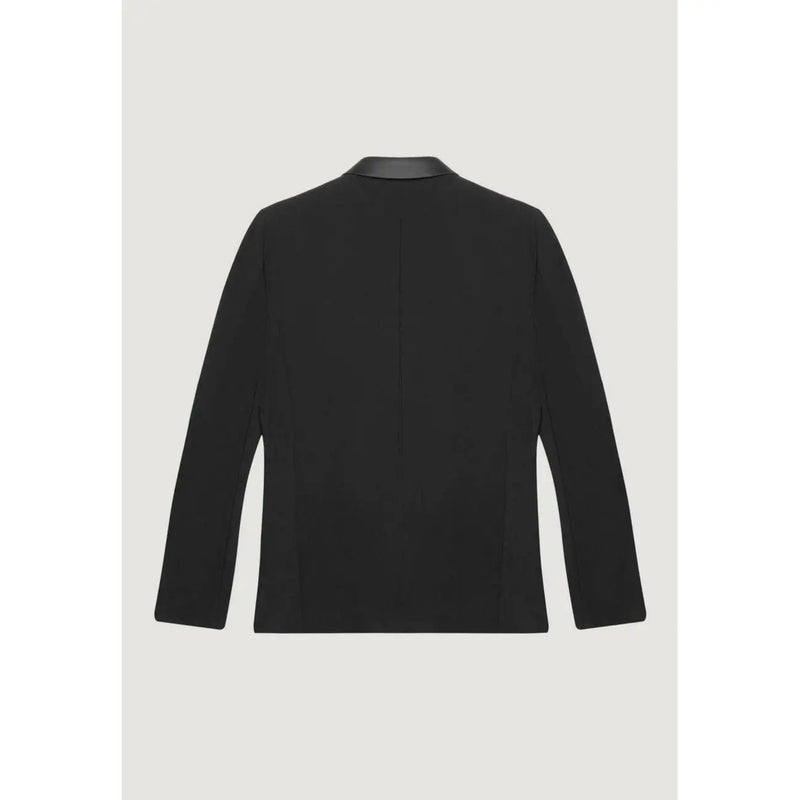 Antony Morato men black slim fit blazer with lapel collar, sleek minimalist design, and subtle contrast stitching