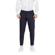 Dark navy Antony Morato men black stretch viscose trousers with sleek slim fit and subtle creases