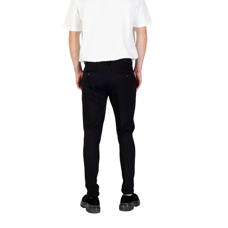 Antony Morato men black slim-fit stretch viscose trousers with modern cut and subtle stitching details