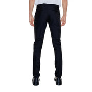 Antony Morato men black trousers in polyester blend with a sleek slim-fit cut and subtle stitching details