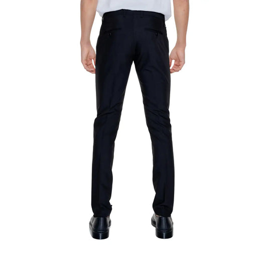 Antony Morato men black trousers in polyester blend with a sleek slim-fit cut and subtle stitching details