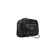 Antony Morato men black leather crossbody bag with silver hardware and detachable strap 22x13x7 cm