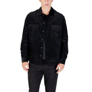 Antony Morato men blazer in black corduroy with collar and two front flap pockets button-up style