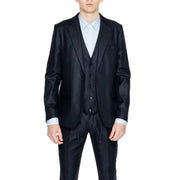 Antony Morato men blazer in black satin three-piece suit with a sleek tailored fit for formal occasions