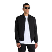 Antony Morato men blazer featuring a black ribbed bomber jacket with sleek modern design and premium fabric