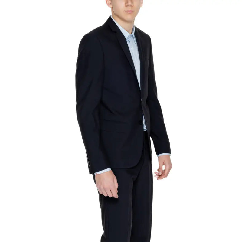 Antony Morato men blazer black tailored suit jacket with sleek modern cut and subtle texture for formal wear