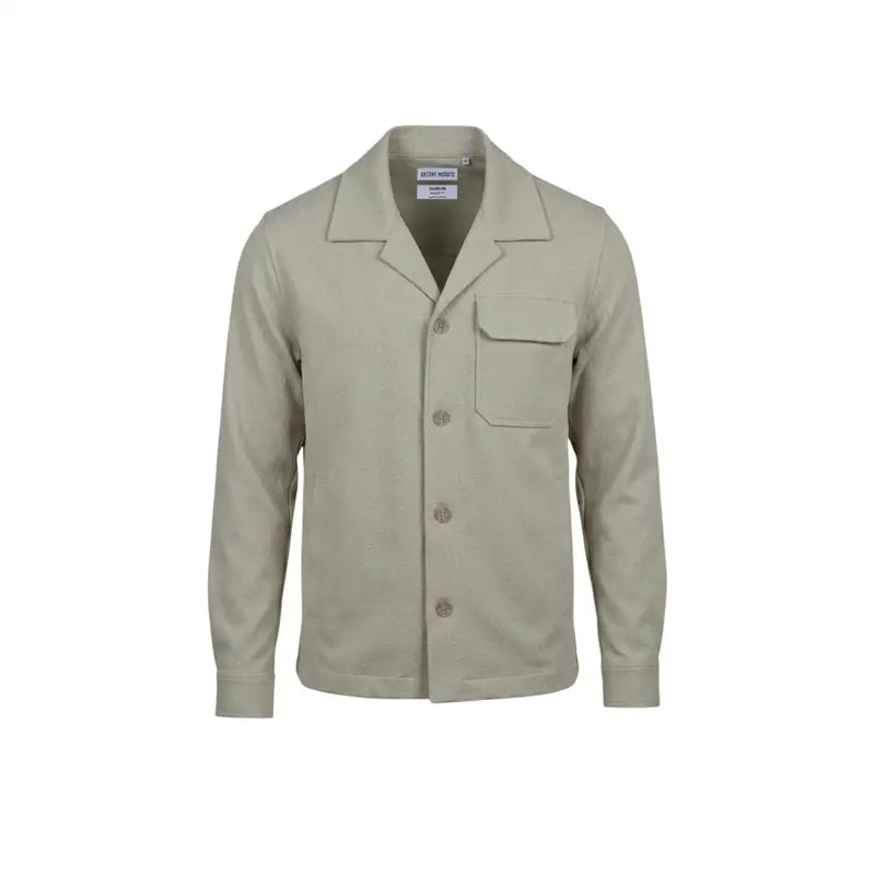 Antony Morato men blazer beige long-sleeved button-up shirt with collar and chest pocket for formal wear