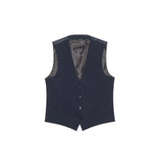 Antony Morato men blue tailored button gilet sleeveless vest with subtle patterned lining and black buttons