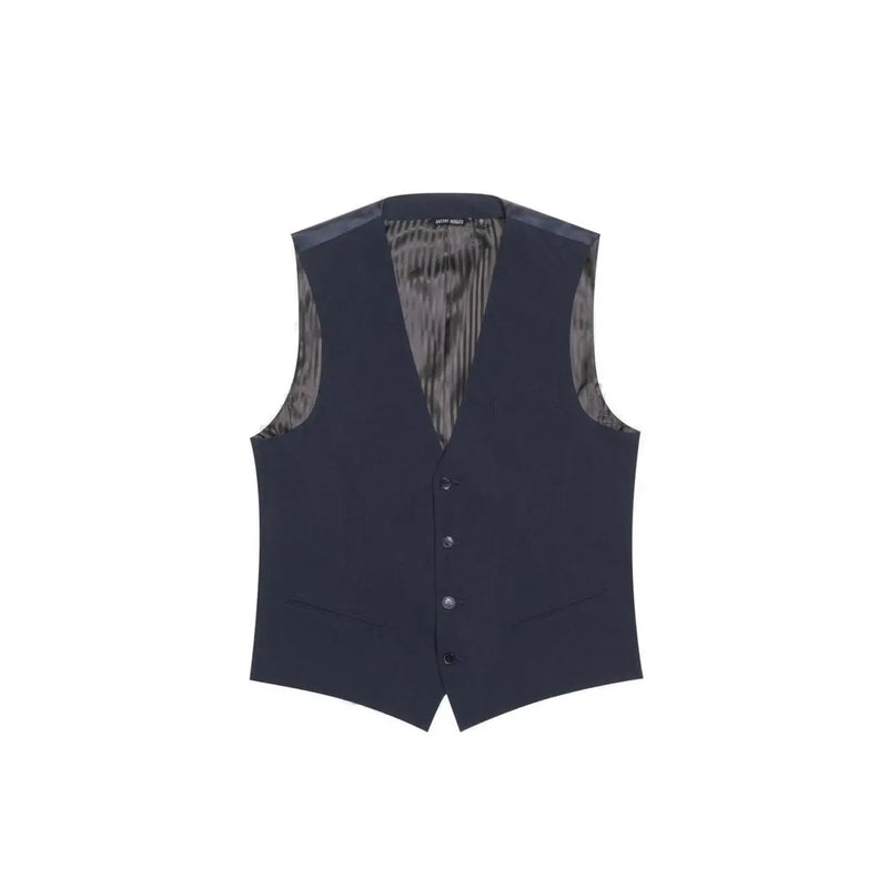 Antony Morato men blue tailored button gilet sleeveless vest with subtle patterned lining and black buttons