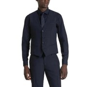 Antony Morato men blue button gilet sleeveless vest navy blue tailored with three silver buttons modern design